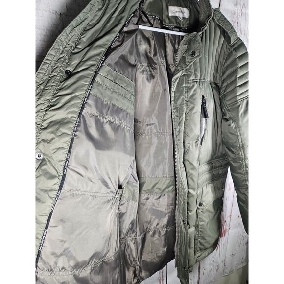 Calvin Klein Women’s Winter Puffer Parka Jacket Down Feather Size M Green - Picture 5 of 8